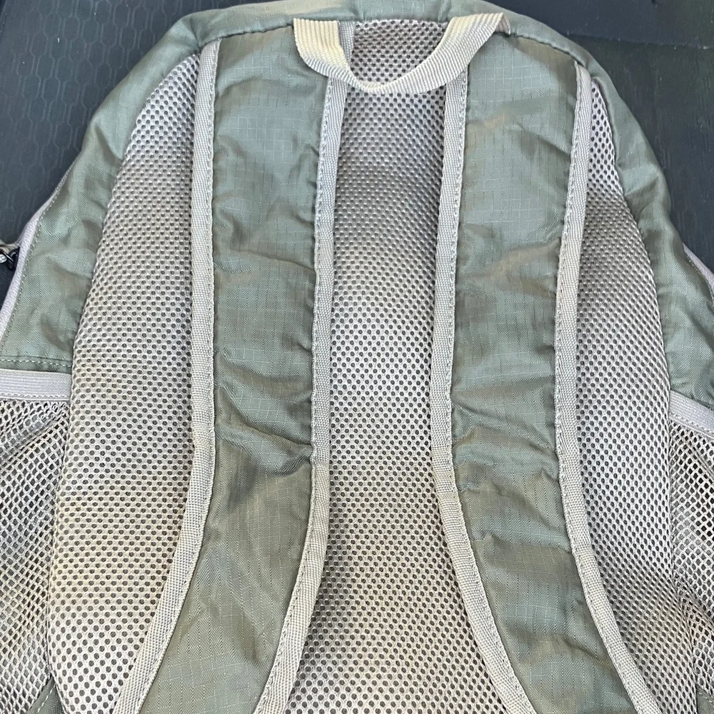 Eddie Bauer Green and Light Gray Daypack with Orange Accents